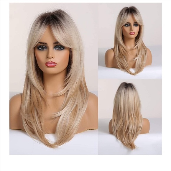 ?️ Dark Roots Layered Synthetic Hair Wigs 